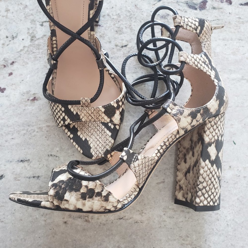 Brand new Aldo Snakeskin Gladiator block heel